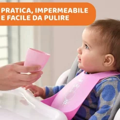 Bavaglini|Chicco Bavaglino In Silicone Facile Da Arrotolare Rosa