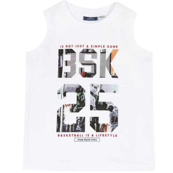 Canottiere|Chicco Canotta Bianca Con Grafica Bianco