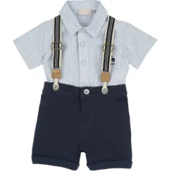 Completi|Chicco Completo Camicia E Pantaloni Corti Con Bretelle