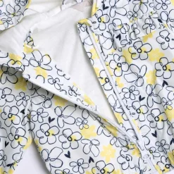 Giacche|Chicco Giubbino Con Volant E Fantasia All Over Con Fiorellini- Poliestere Riciclato Bianco E Giallo