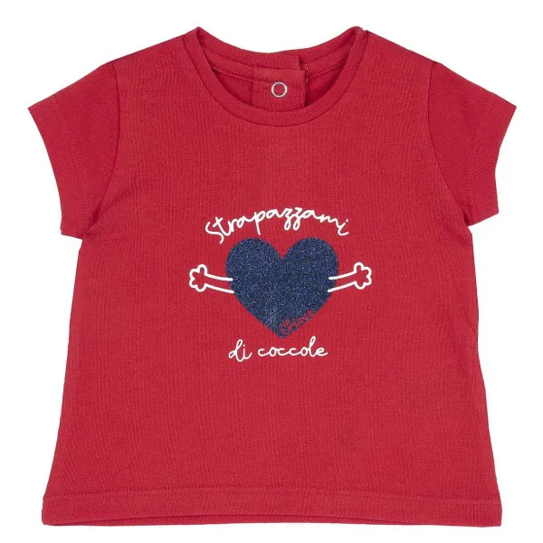 T-Shirt|Chicco Maglietta Rossa Con Cuore Glitter