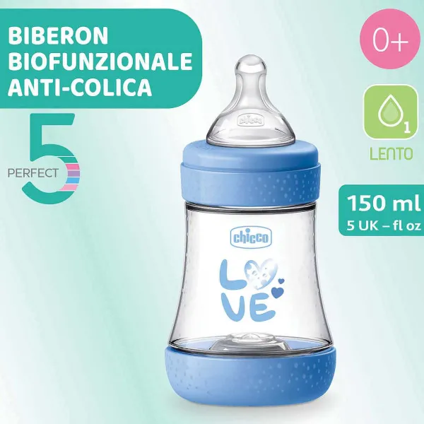 Biberon|Chicco Perfect 5 Biberon 150 Ml - Flusso Lento Azzurro