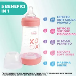 Biberon|Chicco Perfect 5 Biberon 240 Ml - Flusso Medio Rosa