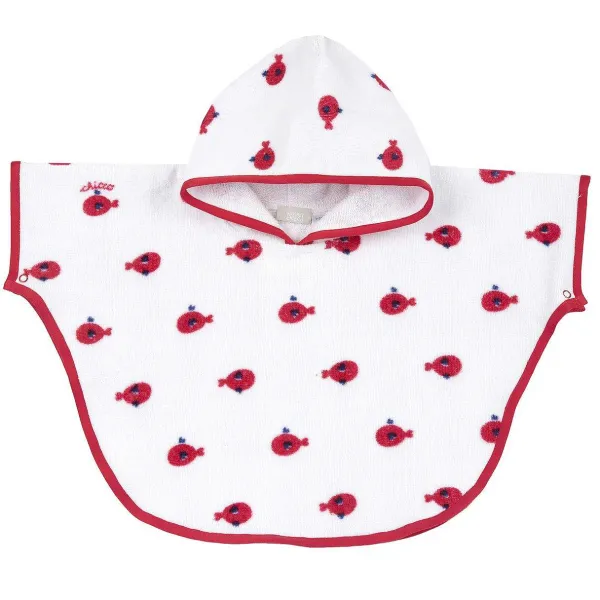 Teli Mare|Chicco Poncho Mare In Spugna Bianco E Rosso