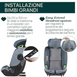 Seggiolini Auto Neonato|Chicco Seggiolino Auto Bi-Seat Air & Full 360 I-Size Base (40-150 Cm) Teal Blue