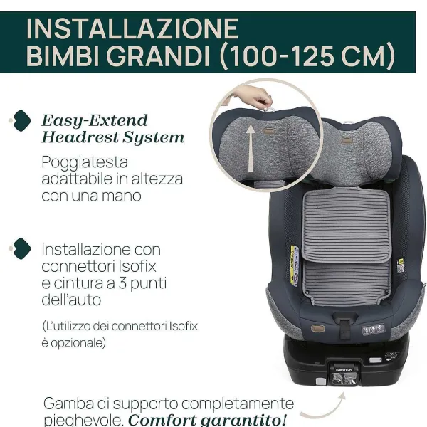 Seggiolini Auto Neonato|Chicco Seggiolino Auto Seat3Fit Air (40-125 Cm) Graphite Melange