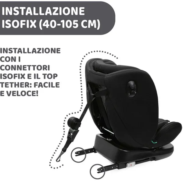 Seggiolini Auto Neonato|Chicco Seggiolino Auto Unico Evo (40-150 Cm) Black