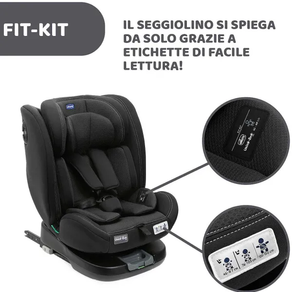 Seggiolini Auto Neonato|Chicco Seggiolino Auto Unico Evo (40-150 Cm) Black