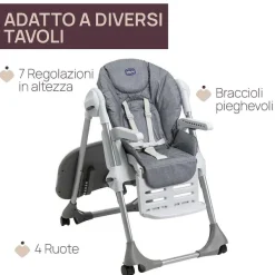 Seggioloni|Chicco Seggiolone Polly Easy Grey Melange