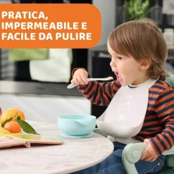 Piatti E Posate|Chicco Set Pappa Easy Start In Silicone Per Lo Svezzamento Azzurro
