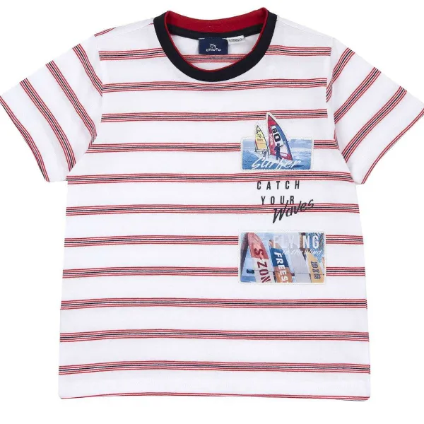 T-Shirt|Chicco T-Shirt Con Stampa E Righe